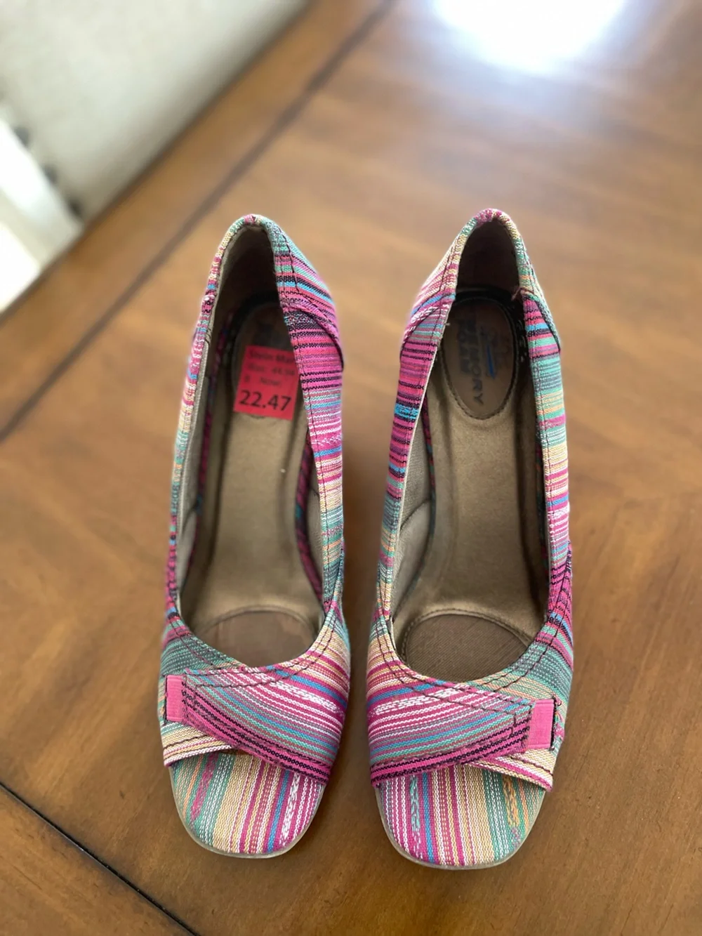 Pink Multi-Striped Wedges